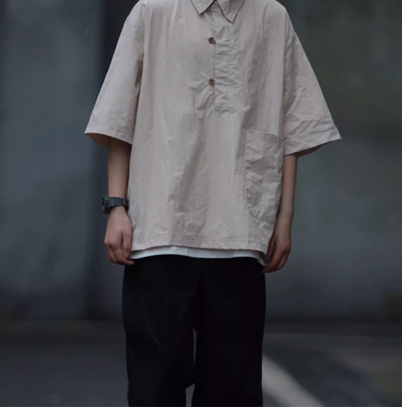 lightweight pullover short sleeve shirt / 軽量ハーフスナップシャツ N4034 - NNine