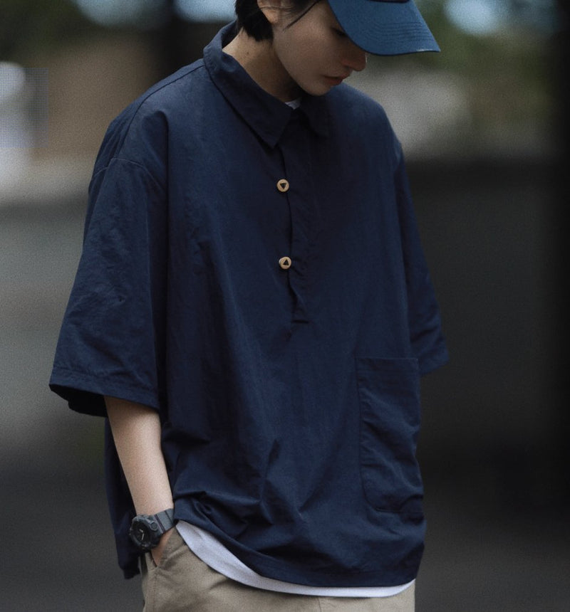 lightweight pullover short sleeve shirt / 軽量ハーフスナップシャツ N4034 - NNine