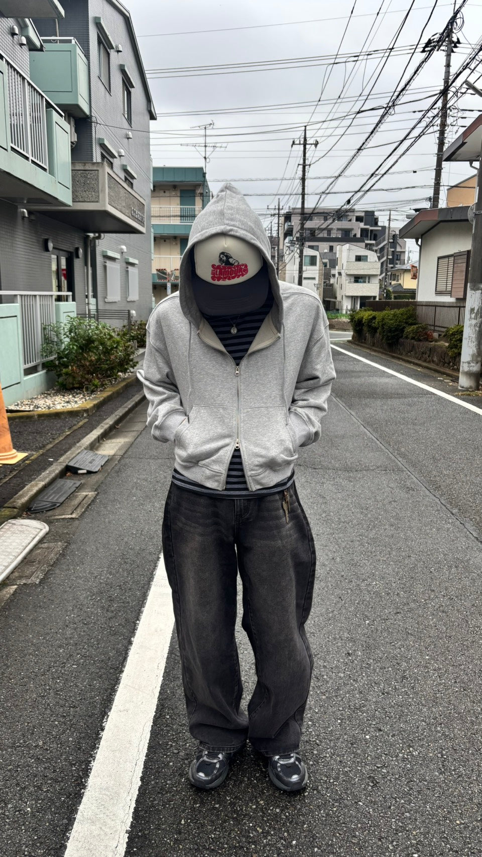 ダブルジップアップ無地パーカー SK002