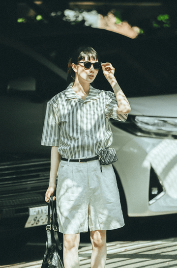 Linen cotton striped shirt N5402