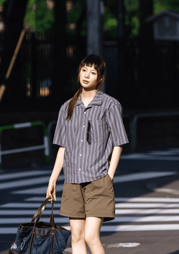 リネンブレンド ストライプシャツ / Linen cotton striped shirt N5402