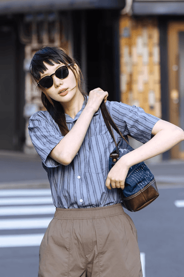 リネンブレンド ストライプシャツ / Linen cotton striped shirt N5402