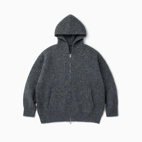 Iridescent Mohair-Style Double-Zip Hooded Sweatshirt  N4671