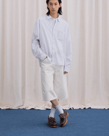 共生地ネクタイ付き・ストライプシャツ N5614