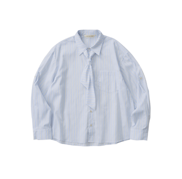 共生地ネクタイ付き・ストライプシャツ N5614