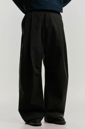 抗シワ加工・ワイドレッグスラックス N5649