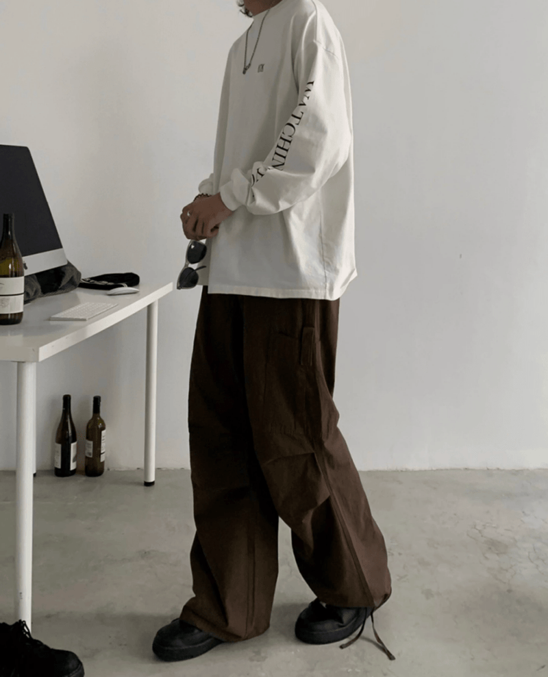裾ドローコード付き・ワイドカーゴパンツ N5667 - ファッション通販NNine（ナイン）