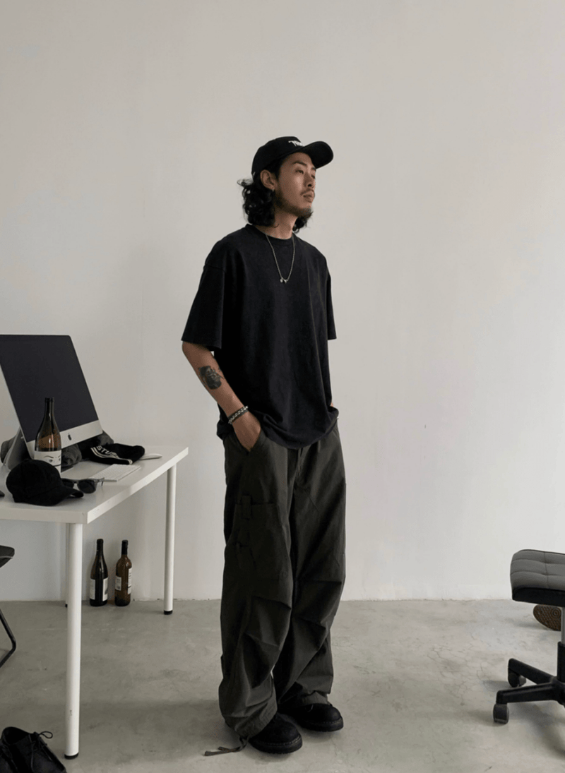 裾ドローコード付き・ワイドカーゴパンツ N5667 - ファッション通販NNine（ナイン）