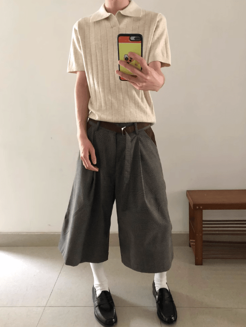 クロップドハーフワイドパンツ N5679 - ファッション通販NNine（ナイン）