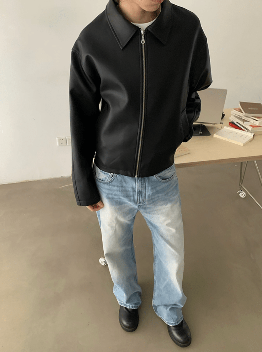 ミニマル・ジップアップ レザージャケット N5688 - ファッション通販NNine（ナイン）