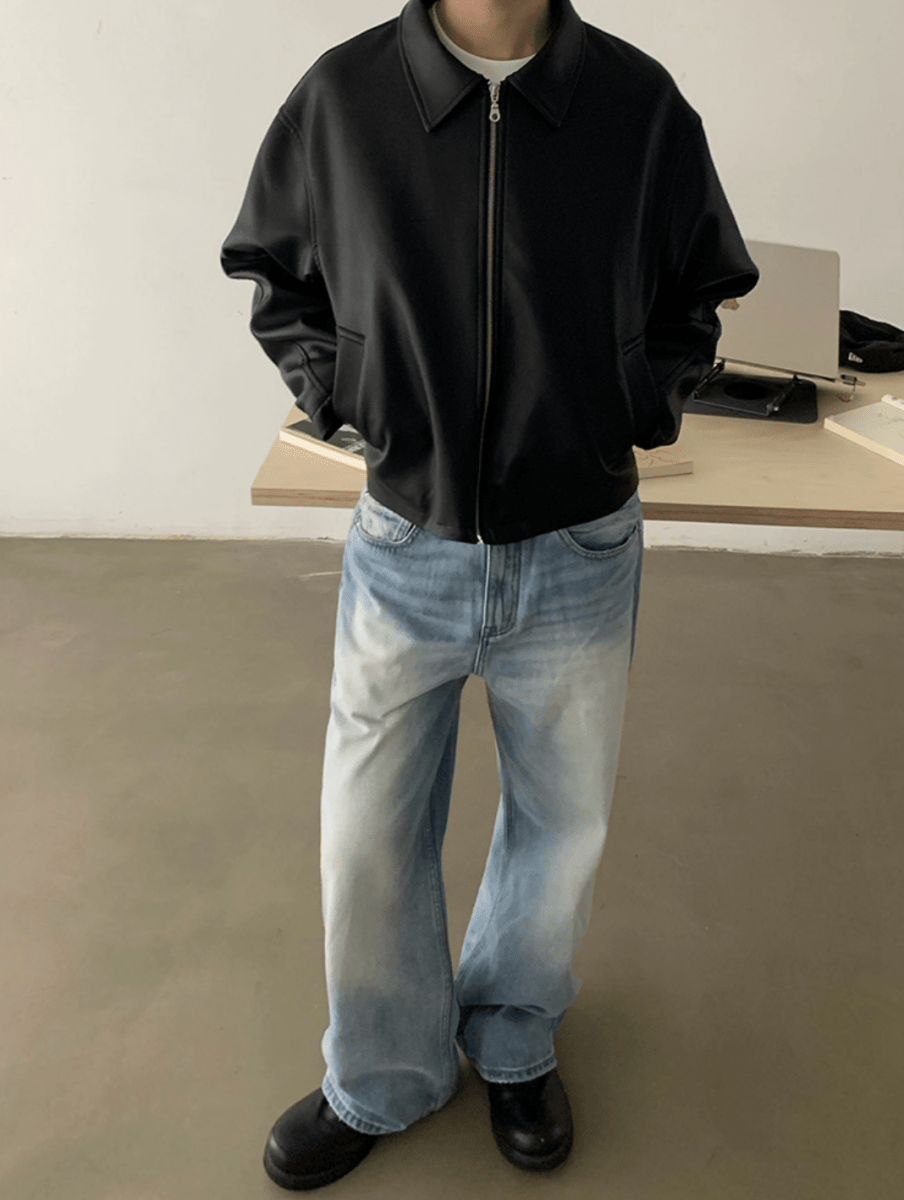 ミニマル・ジップアップ レザージャケット N5688 - ファッション通販NNine（ナイン）