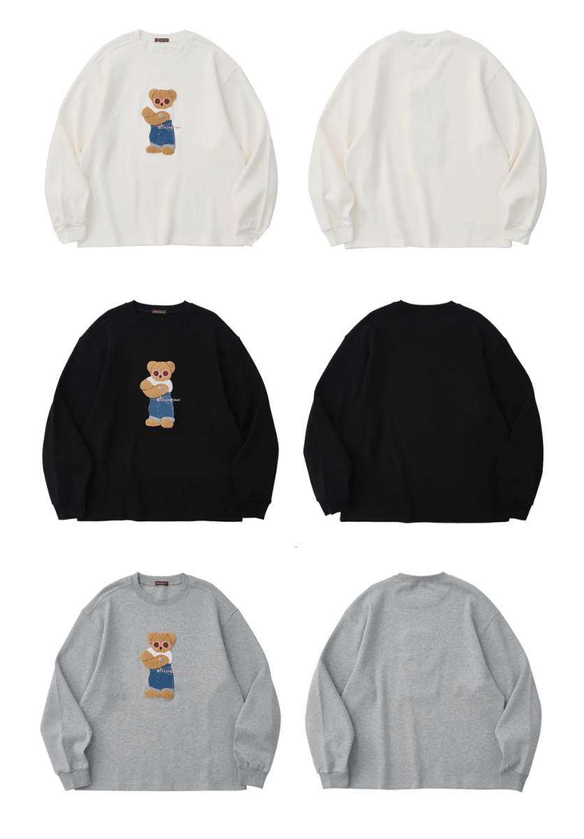 サガラ刺繍くまワッペンビッグスウェット　N5932 - ファッション通販NNine（ナイン）