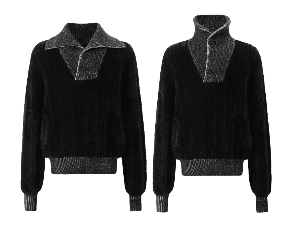 異素材切替のハイネック・モードニット　N6290 - ファッション通販NNine（ナイン）