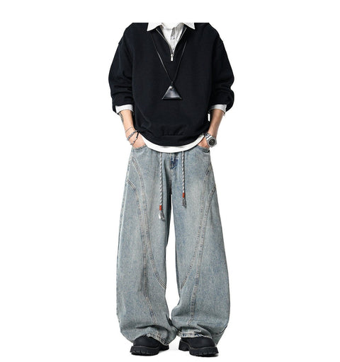 Curved-Cut Straight Deconstructed Denim N6332