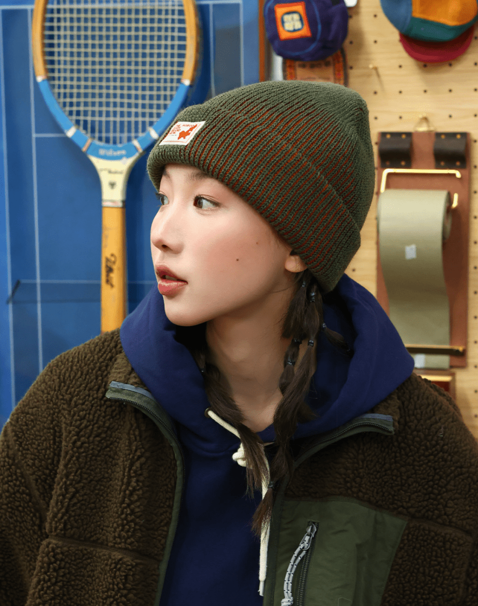 ミニラベル リブ編み ニットワッチキャップ　N6367 - ファッション通販NNine（ナイン）