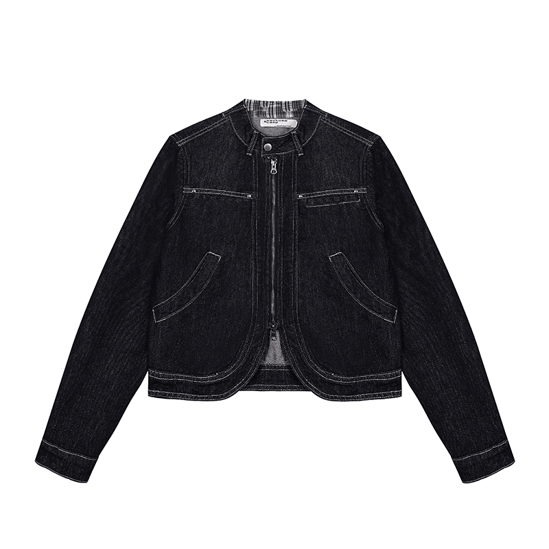 チェック切替 ショートデニムジャケット N6651 - ファッション通販NNine（ナイン）
