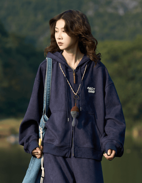 Suede-Touch Zip-Up Hoodie/Sweatpants N6676