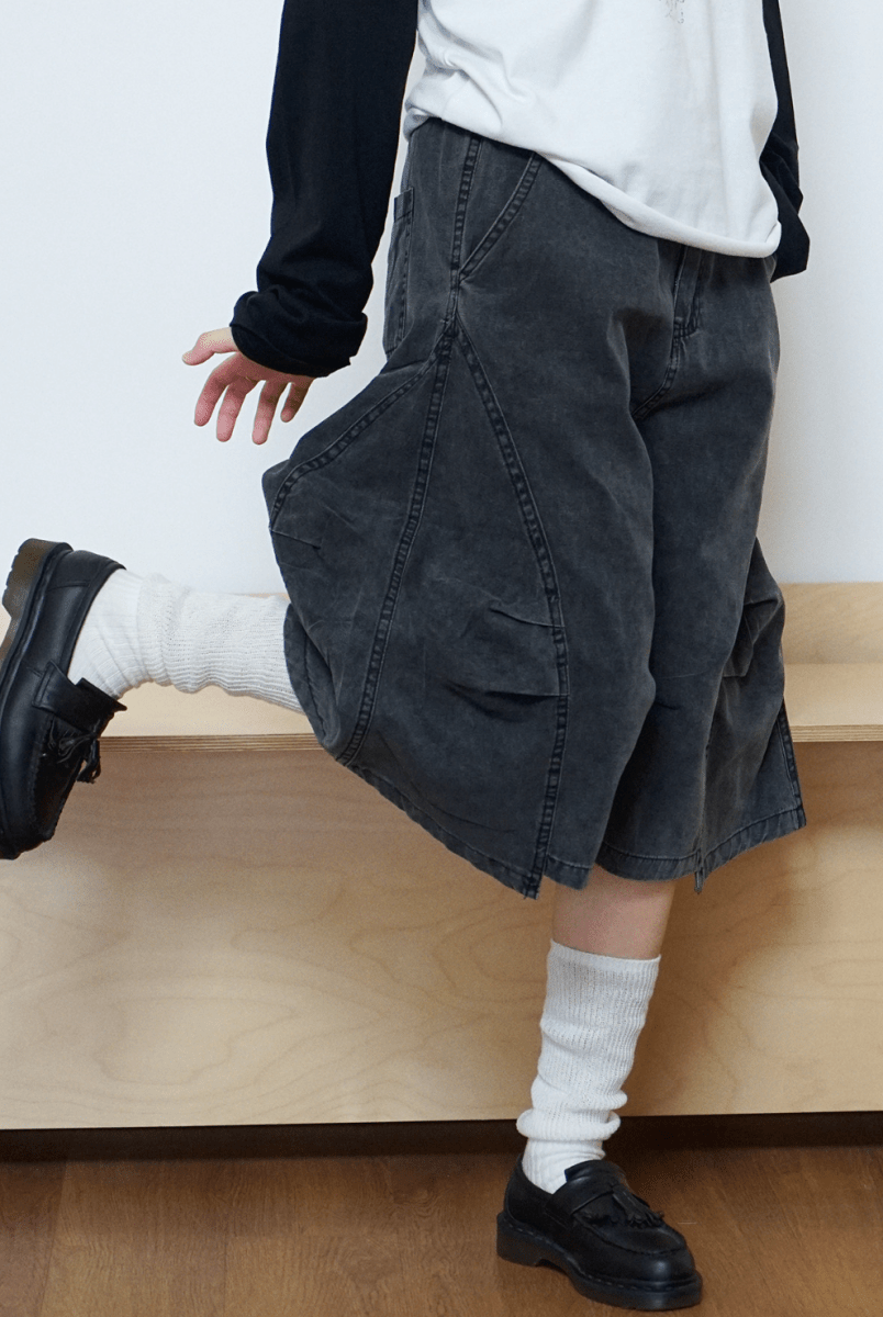 ヴィンテージ加工ワイドカーゴハーフパンツ　N6785 - ファッション通販NNine（ナイン）