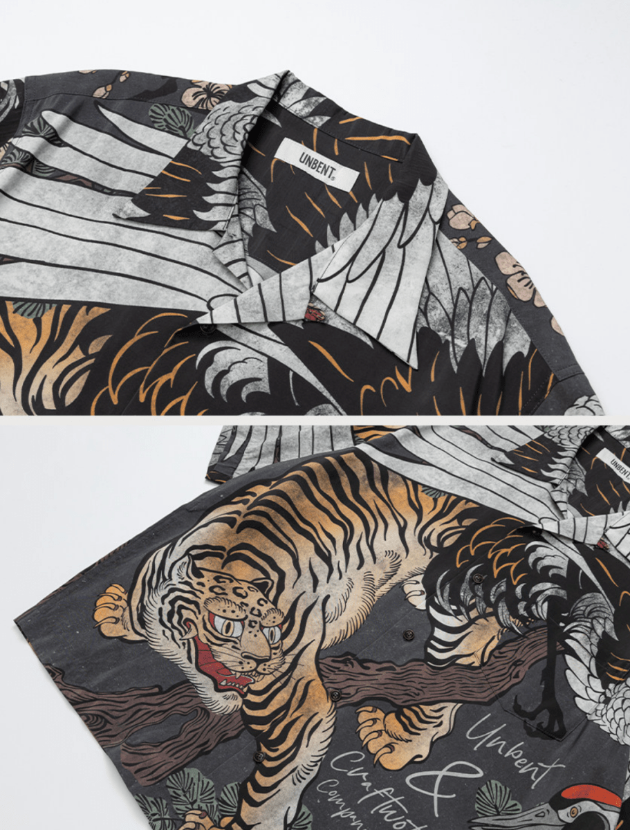 浮世絵虎鶴 ウォッシュド キューバカラーシャツ N6976 - ファッション通販NNine（ナイン）
