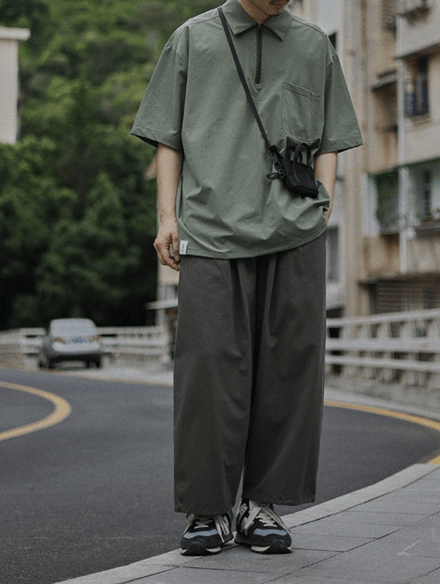 コットン ワイドストレート クロップドワークパンツ N6985 - ファッション通販NNine（ナイン）
