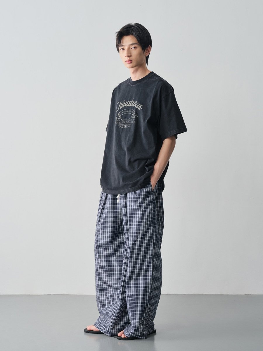 吸湿透気 高密度コットンチェックワイドパンツN7157 - ファッション通販NNine（ナイン）