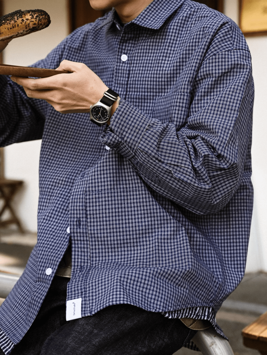 navy check shirt N5104 - ファッション通販 NNine(ナイン)