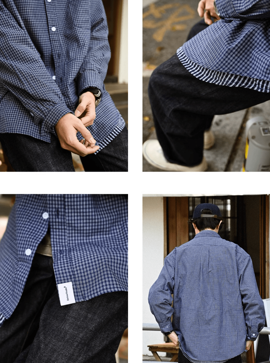 navy check shirt N5104 - ファッション通販 NNine(ナイン)