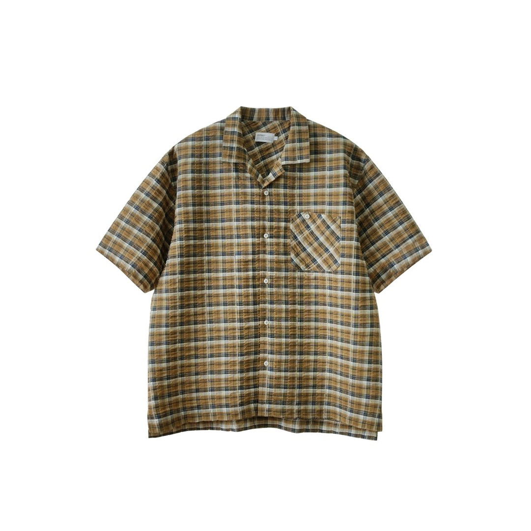 open collar check shirt / ストレッチレトロチェックシャツ N3734