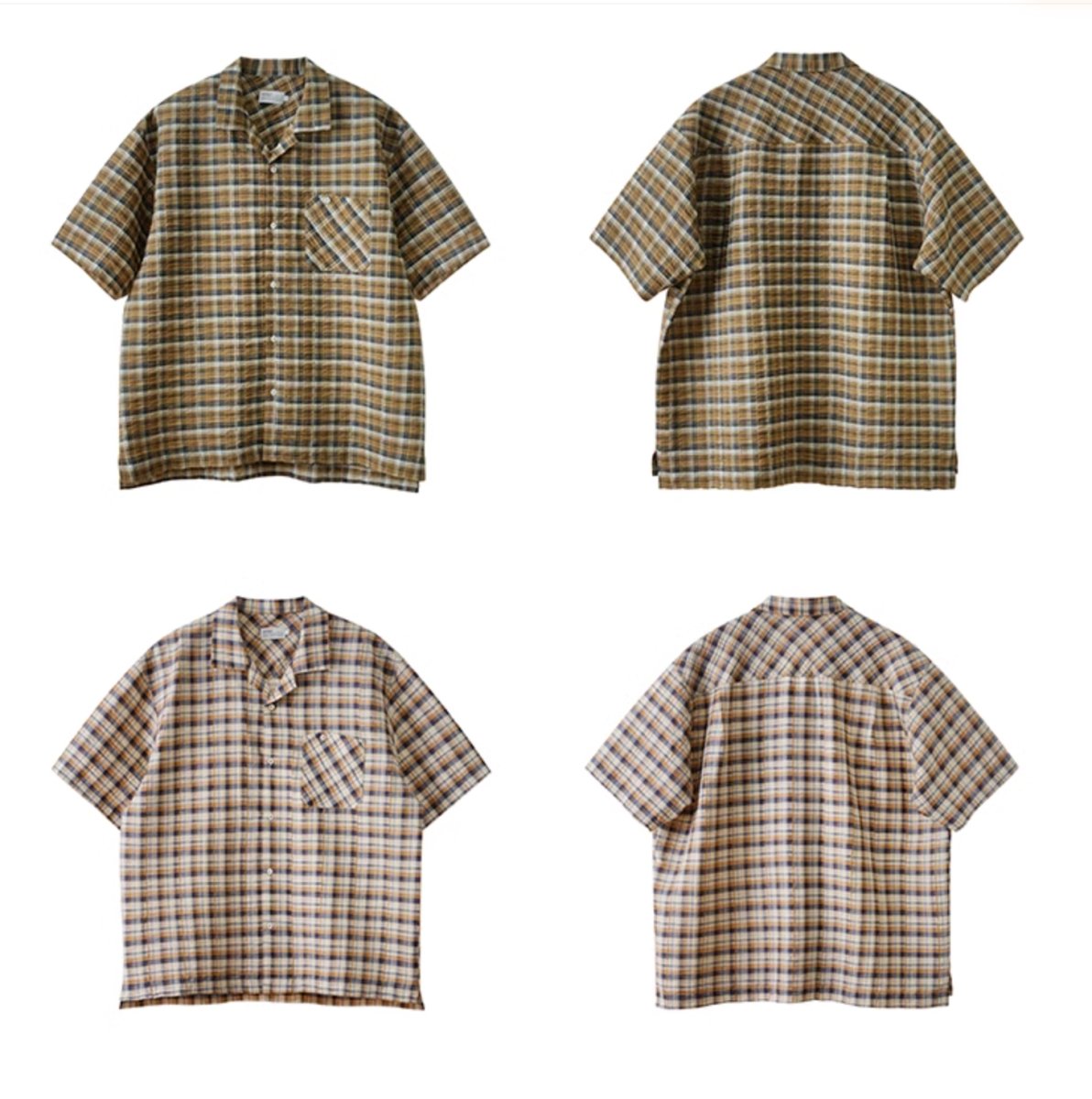 open collar check shirt / ストレッチレトロチェックシャツ N3734 - NNine