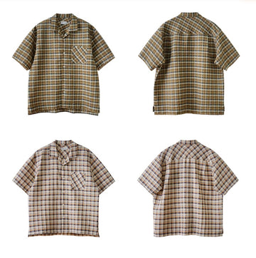 open collar check shirt / ストレッチレトロチェックシャツ N3734