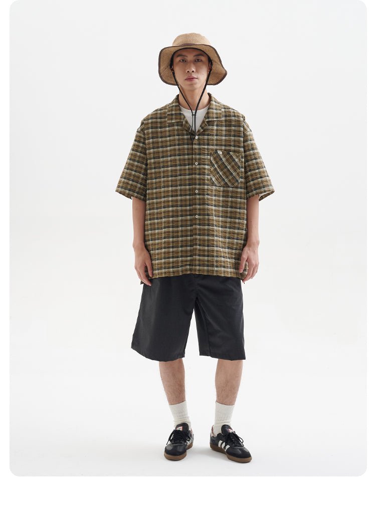 open collar check shirt / ストレッチレトロチェックシャツ N3734 - NNine