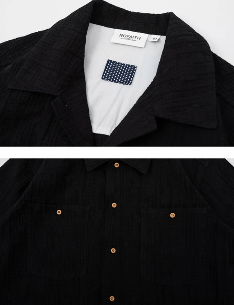 Open Collar Shirt Linen Blend / 開襟シャツ 半袖 綿麻 リネン混 レトロ N5289 - ファッション通販 NNine(ナイン)