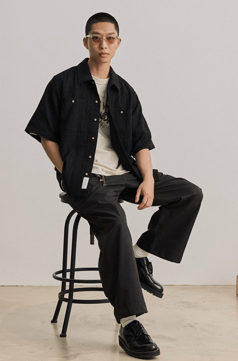 Open Collar Shirt Linen Blend / 開襟シャツ 半袖 綿麻 リネン混 レトロ N5289 - ファッション通販 NNine(ナイン)