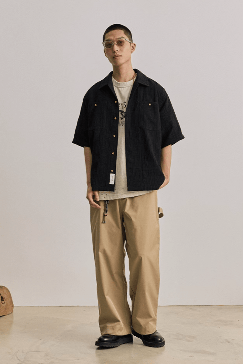 Open Collar Shirt Linen Blend / 開襟シャツ 半袖 綿麻 リネン混 レトロ N5289 - ファッション通販 NNine(ナイン)