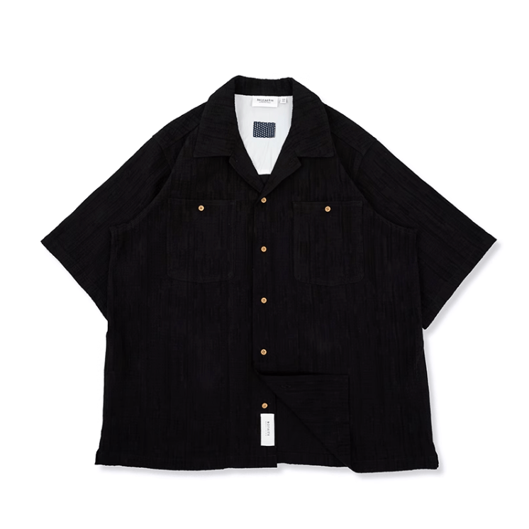 Open Collar Shirt Linen Blend / 開襟シャツ 半袖 綿麻 リネン混 レトロ N5289 - ファッション通販 NNine(ナイン)