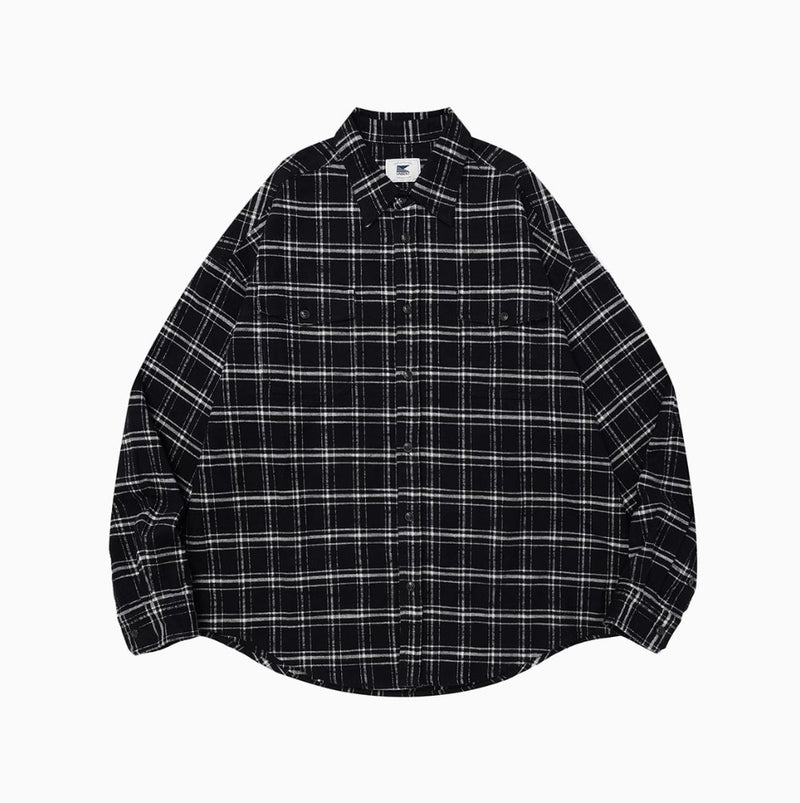 oversized check shirt / 高密度編みネルシャツ N4543 - NNine