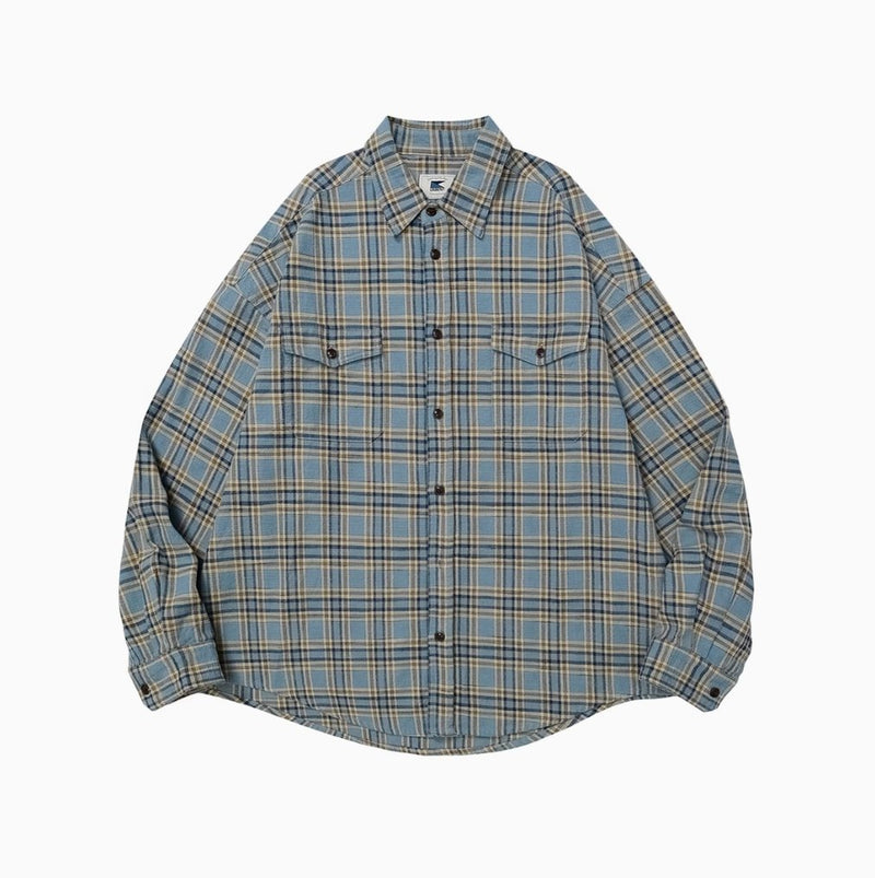 oversized check shirt / 高密度編みネルシャツ N4543 - NNine