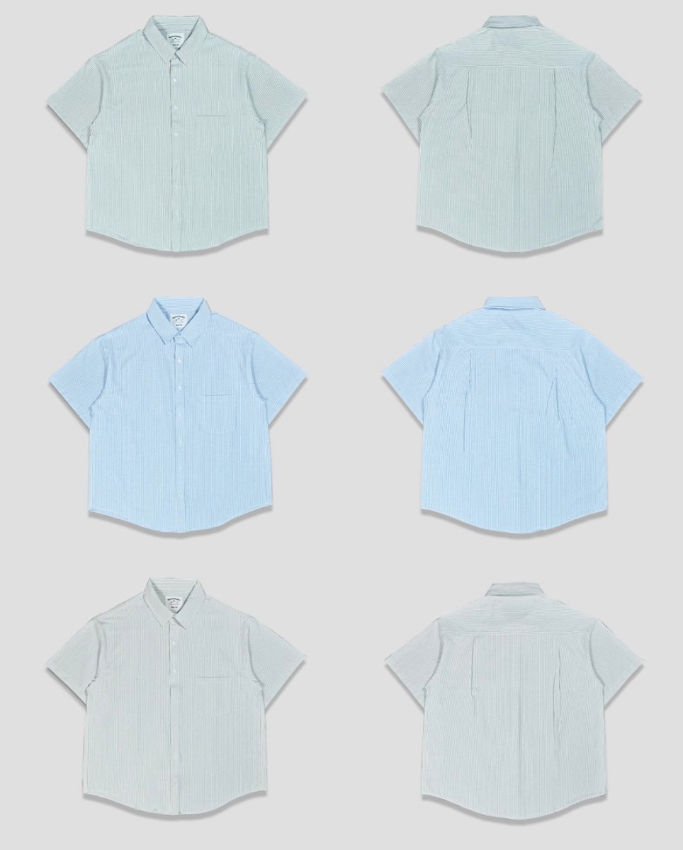 oxford striped short sleeve shirt / ルーズフィットストライプシャツ N3939 - NNine