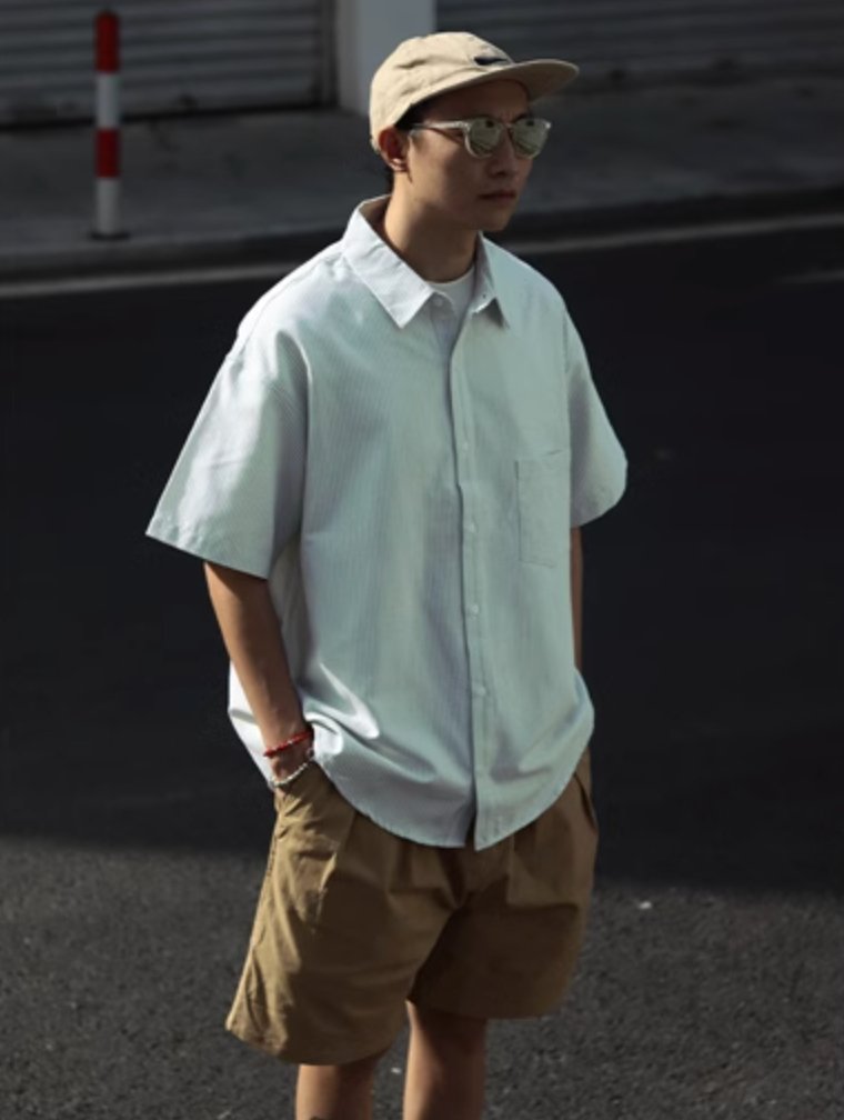 oxford striped short sleeve shirt / ルーズフィットストライプシャツ N3939 - NNine