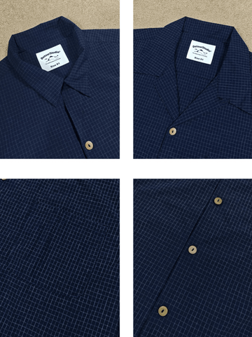 Unique checkered pattern] Men's Short-Sleeved Open Collar Shirt Paint