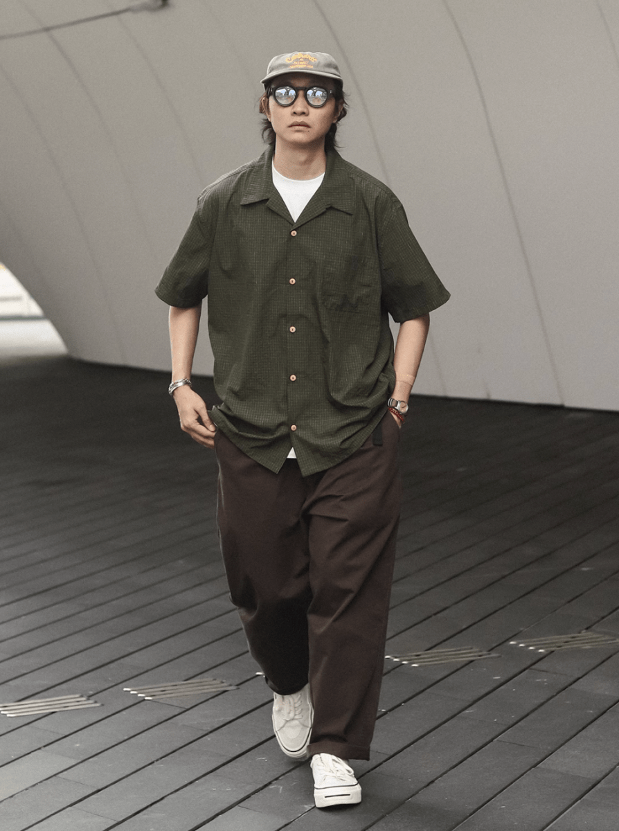 【個性派チェック柄】メンズ 半袖 オープンカラーシャツ ペイント風 春夏 | PAINT LINE CHECK SHIRT N5388 - ファッション通販 NNine(ナイン)
