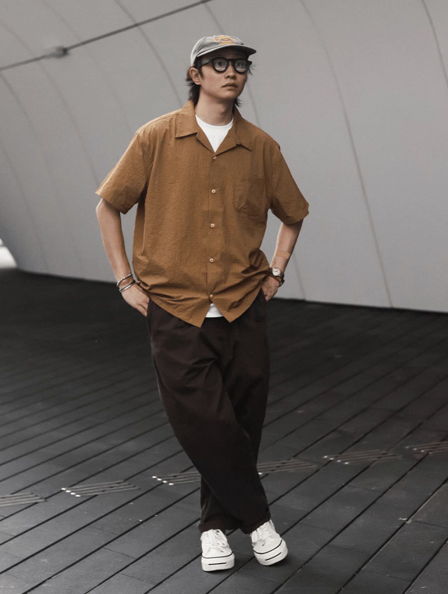 【個性派チェック柄】メンズ 半袖 オープンカラーシャツ ペイント風 春夏 | PAINT LINE CHECK SHIRT N5388 - ファッション通販 NNine(ナイン)