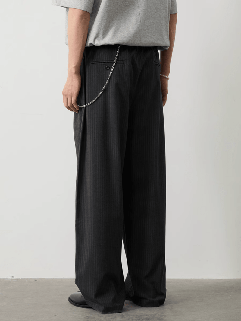 ピンストライプドレープパンツ メンズ レディース 縦縞 ワイド / Pinstripe Drape Pants N5386 - メンズファッション通販 NNine(ナイン)