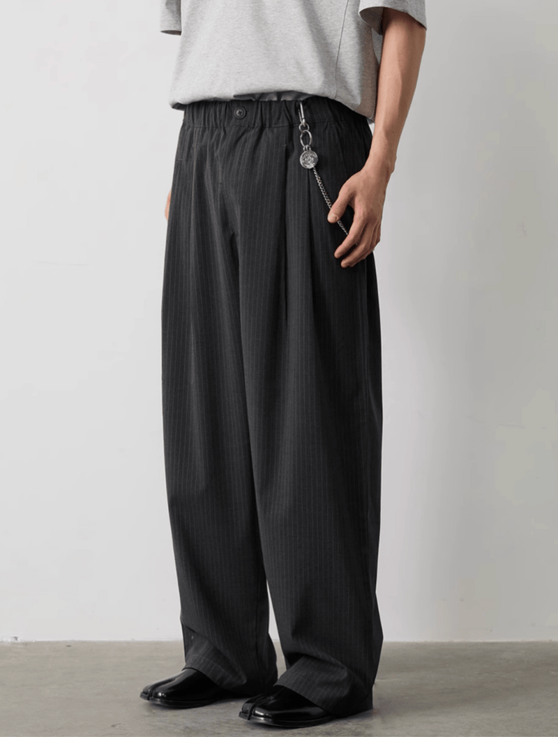 ピンストライプドレープパンツ メンズ レディース 縦縞 ワイド / Pinstripe Drape Pants N5386 - メンズファッション通販 NNine(ナイン)