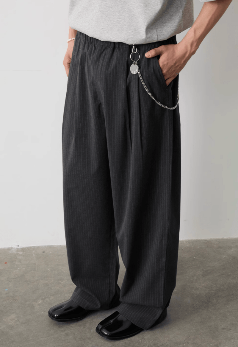 ピンストライプドレープパンツ メンズ レディース 縦縞 ワイド / Pinstripe Drape Pants N5386 - メンズファッション通販 NNine(ナイン)