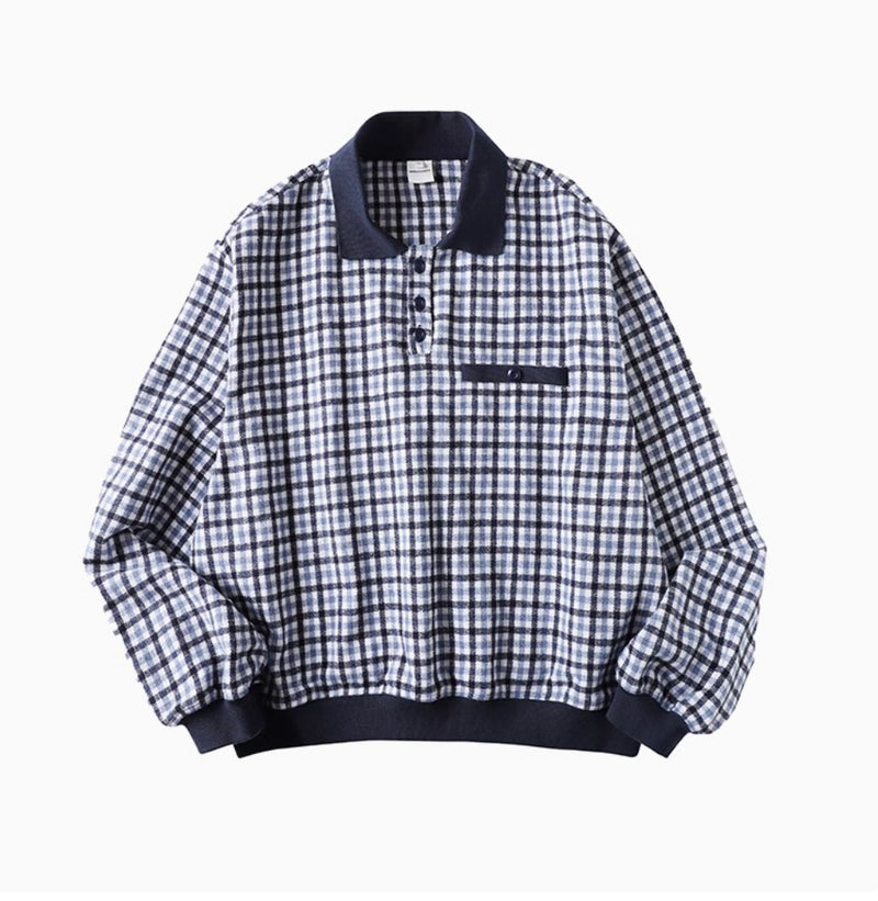 placket check pullover shirt N4363 - NNine