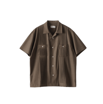 Pleat Detail Shirt / 繊細アコーディオンプリーツ メンズ開襟シャツ
