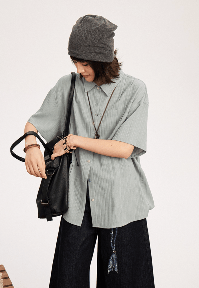 プリーツテクスチャー リラックス 半袖シャツ / Pleated Texture Shirt N5591 - ファッション通販NNine（ナイン）