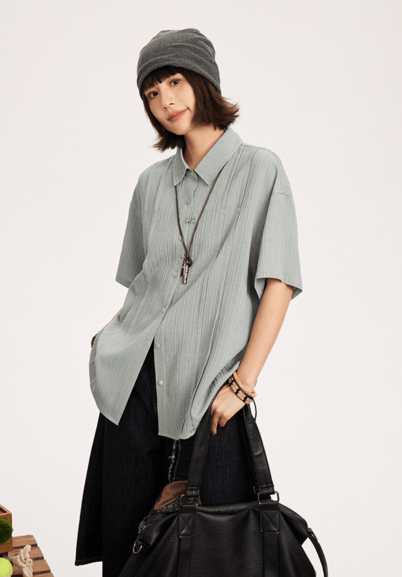 プリーツテクスチャー リラックス 半袖シャツ / Pleated Texture Shirt N5591 - ファッション通販NNine（ナイン）