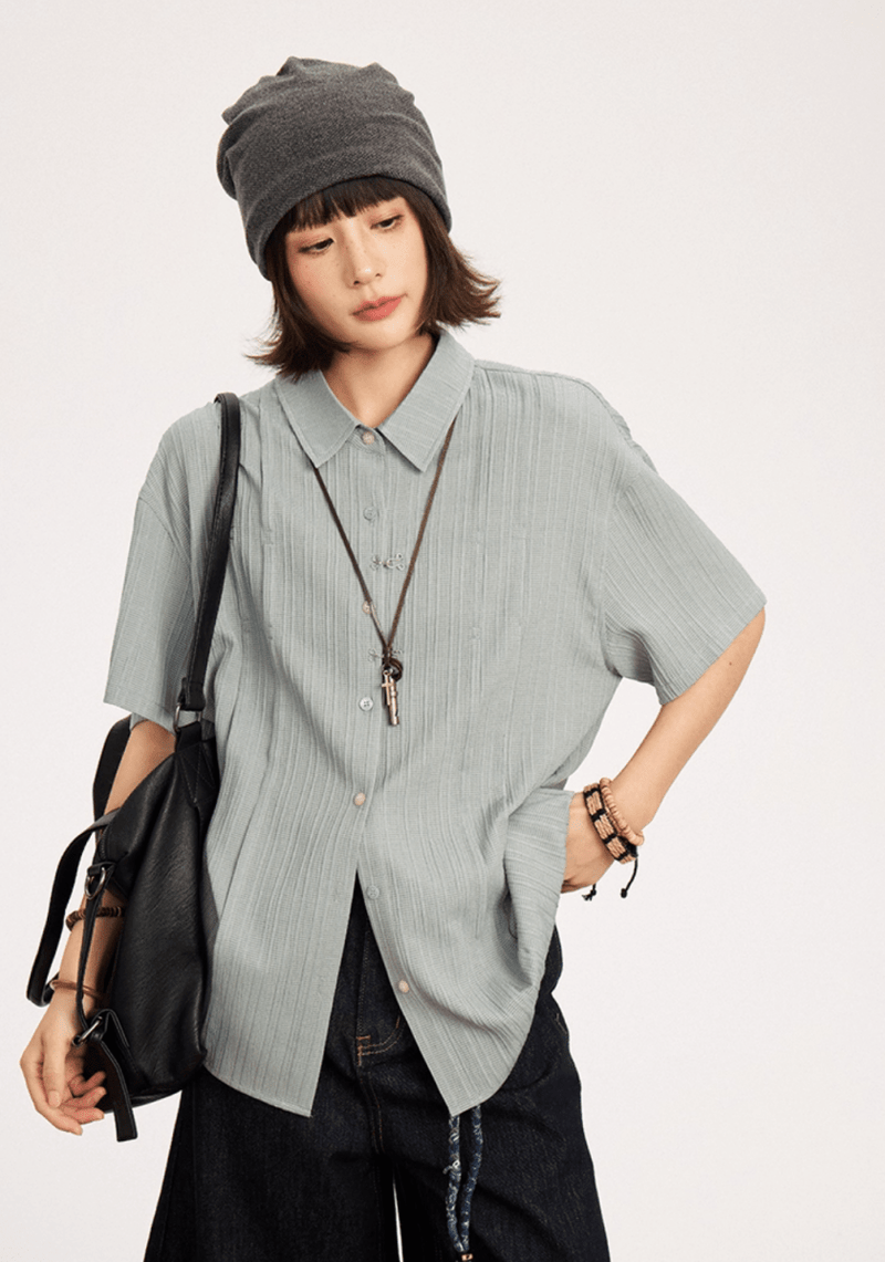 プリーツテクスチャー リラックス 半袖シャツ / Pleated Texture Shirt N5591 - ファッション通販NNine（ナイン）
